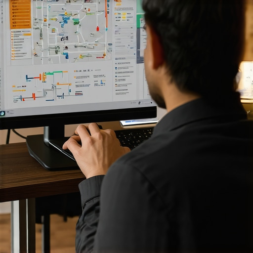 Business owner using digital tools to analyze map SEO strategies