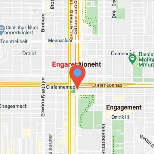 Local Business Map engagement Digital map showcasing local business listings with engagement icons