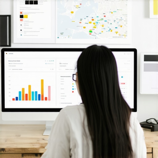 Personal Map SEO Analysis Person analyzing local map SEO metrics on a computer