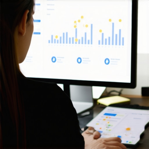 Person analyzing local SEO metrics on a laptop for Google Maps optimization.