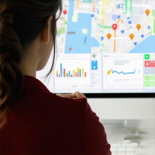 Person reviewing Google Maps analytics on a laptop