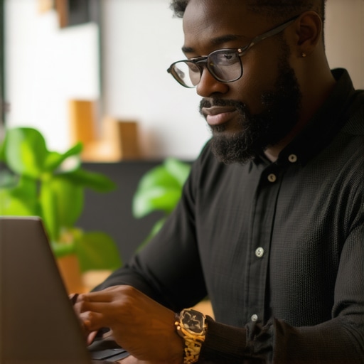 Person updating Google My Business profile on laptop with business images and info