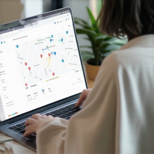 Optimizing Google Profile for Better Visibility Business owner optimizing Google Business Profile on laptop to improve map visibility.