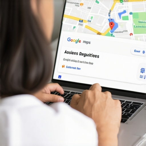 Person editing local business information on a laptop for better map visibility.