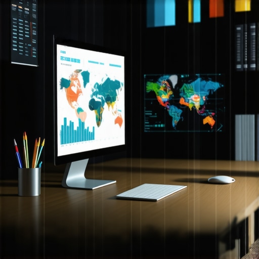 A person analyzing SEO graphs and maps on multiple screens, illustrating ongoing map visibility maintenance