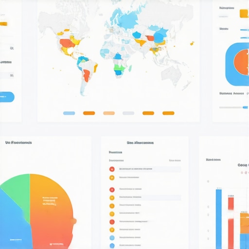 A top-down view of a computer screen showcasing map analytics and SEO tools.