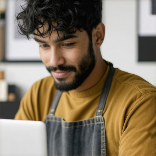 Business owner uploading photos and editing profile details on Google My Business