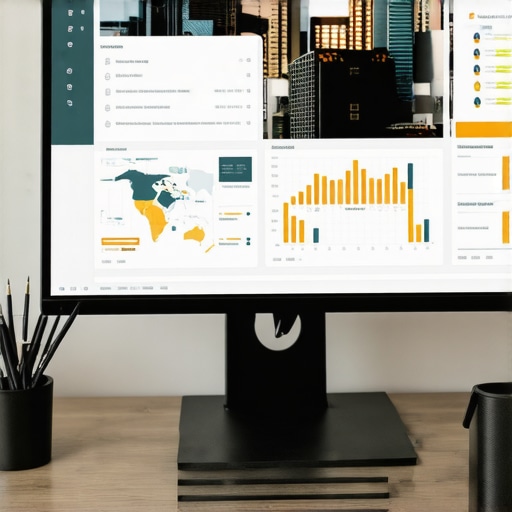 Person analyzing map visibility data on a computer screen.