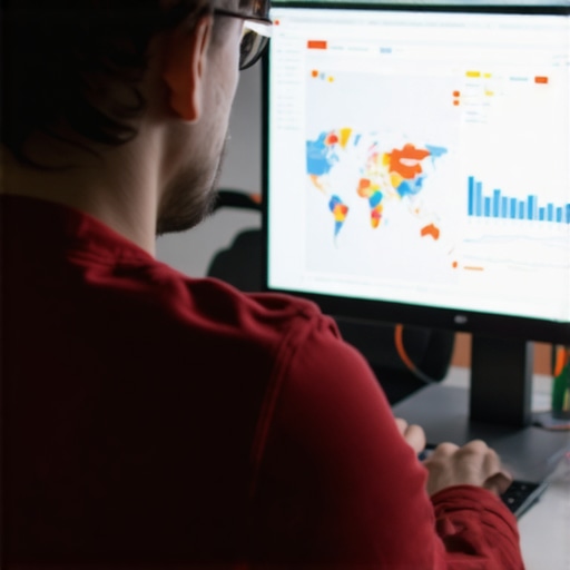 SEO Tools for Map Visibility A person analyzing map visibility metrics on a computer