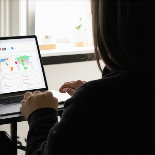 Business owner analyzing local SEO metrics and Google Maps data for advanced optimization.