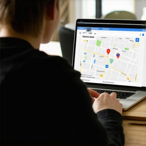 Person working on digital map optimization tools in an office setting