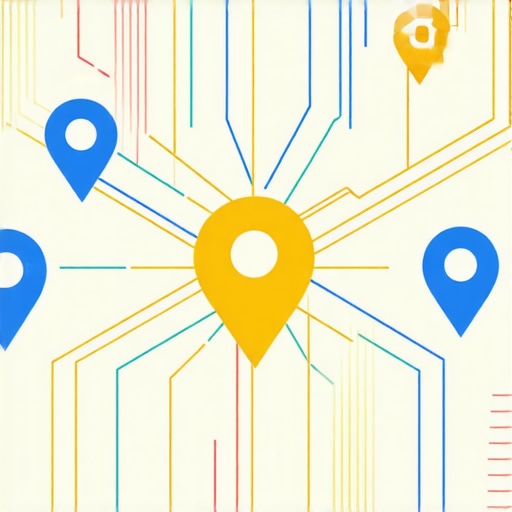 A visual metaphor of interconnected signals for local SEO with map pins.