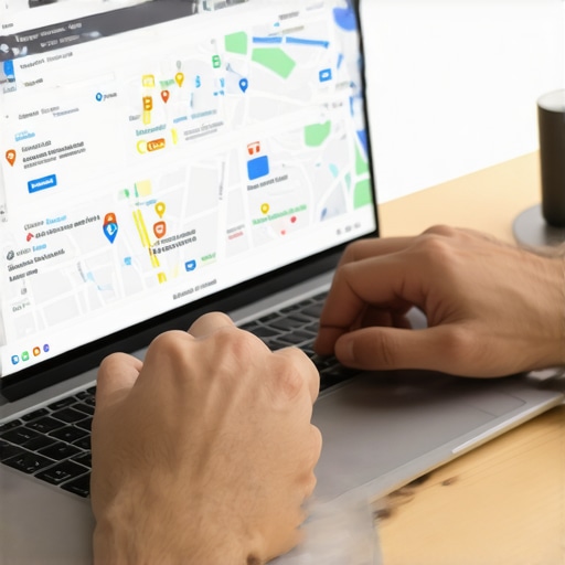 Person working on Google Business Profile optimization on laptop