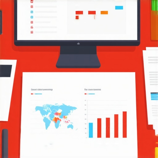 Desk with SEO tools and analytics dashboards for local map management.
