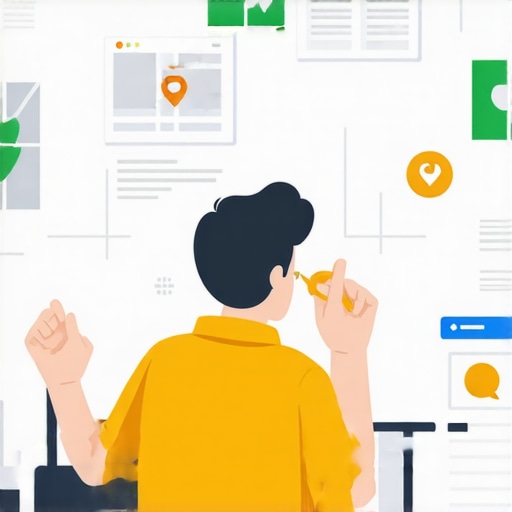 Person working on local business profile setup with maps and SEO icons