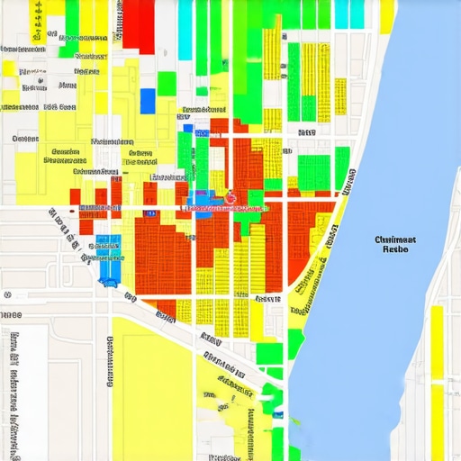 Advanced Map Visibility Heatmap Analysis A digital map showing local SEO proximity signals and visibility hotspots for a business.
