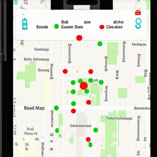 A smartphone displaying a grid-based map search ranking report.