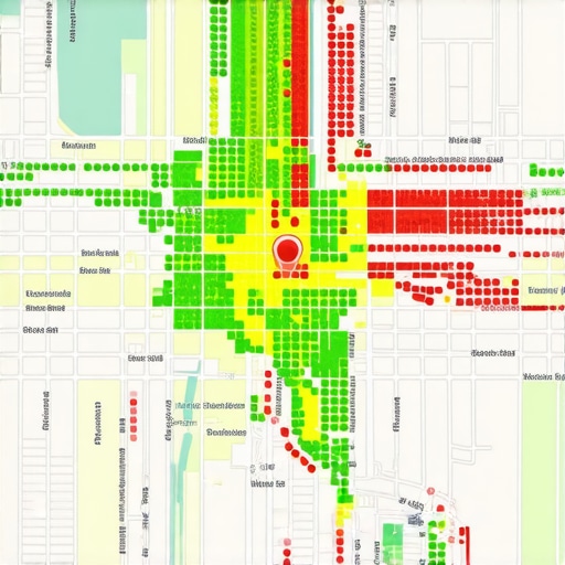 Local SEO Proximity Heat Map Analysis A visual representation of how map rankings change based on the searcher physical location in a city.