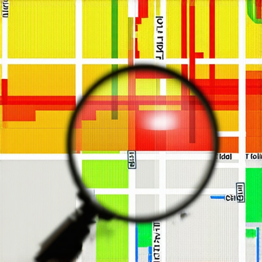 A map visualization showing how business visibility fluctuates across different city blocks.