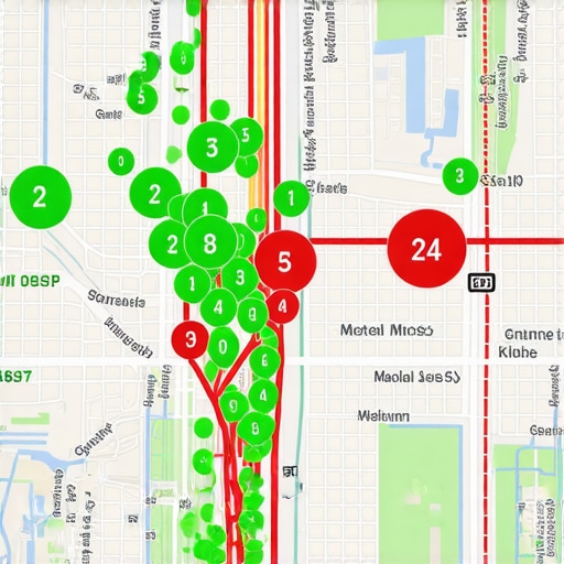 A visual grid tracking map ranking performance across a city area.
