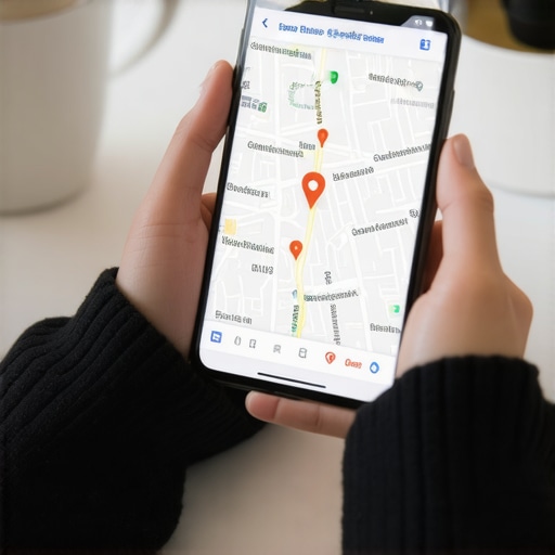 Smartphone displaying local map competition pins for business visibility tracking