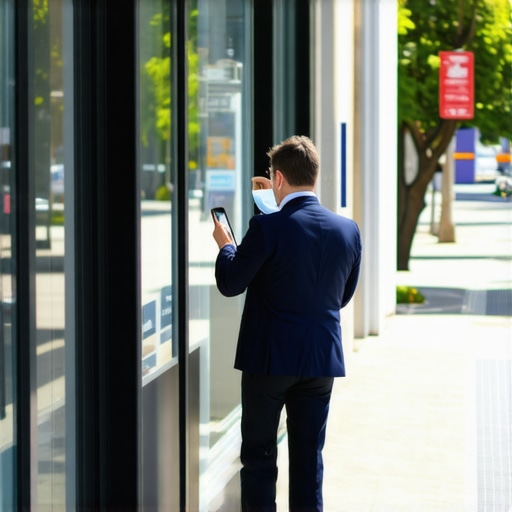 Business owner taking a high-quality storefront photo with a smartphone in natural morning light for Google Maps visibility.