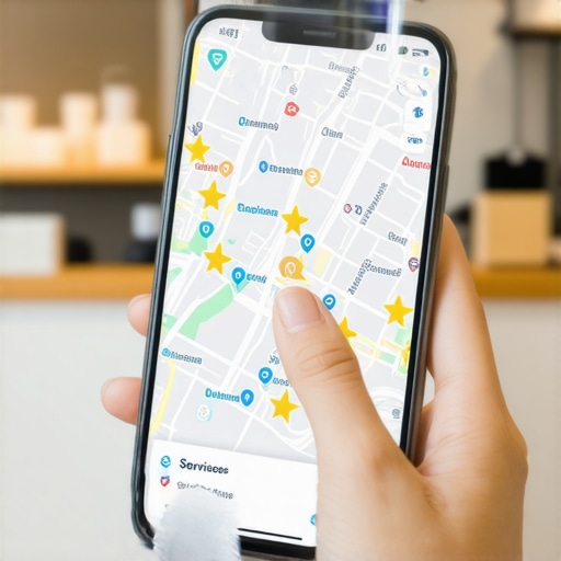 Close up of a business owner updating their local services on a smartphone for better map visibility.