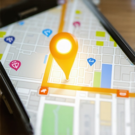 A smartphone showing local map pins with one highlighted pin to represent superior map discovery.