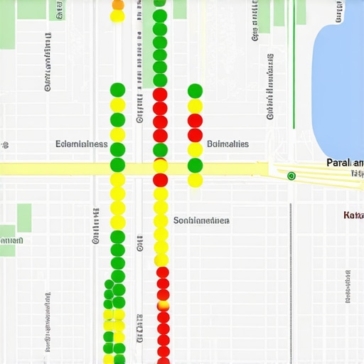 A local search ranking grid map showing geographic visibility.