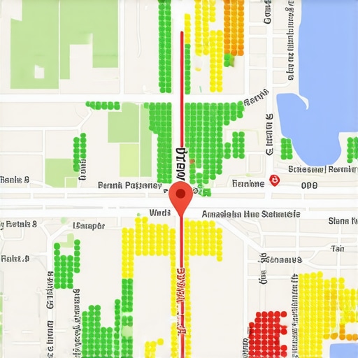 A local search grid tracker showing ranking positions across different city blocks